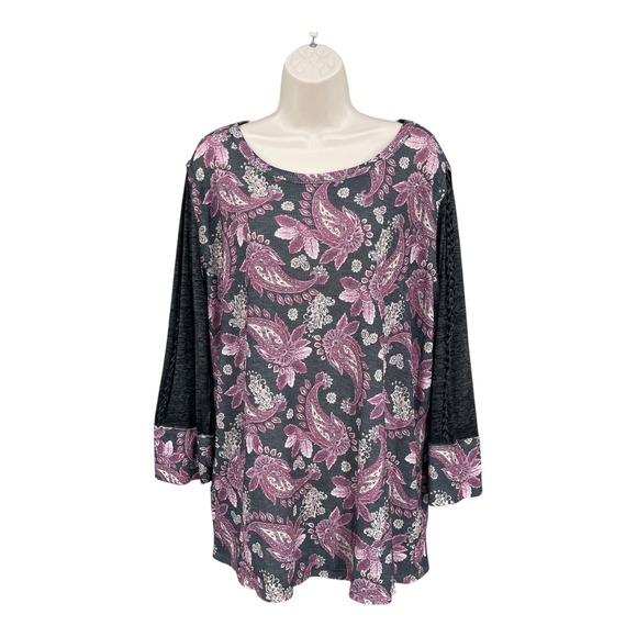 Cato Boho Thermal Shirt Women Size 18 20W Feminine Fall Floral Paisley Tunic - Picture 1 of 11